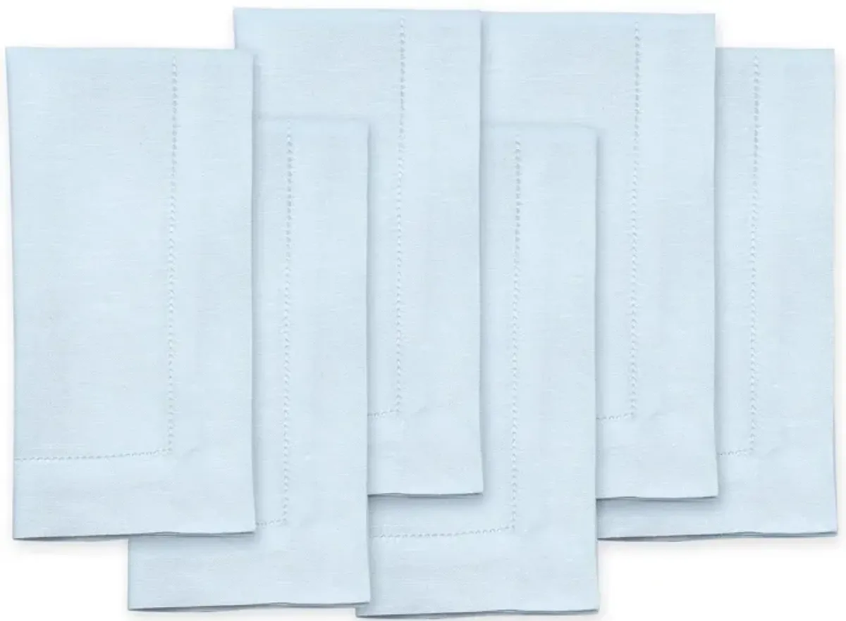 Solino Home 100% Pure Linen Dinner Napkins 20 x 20 Inch Set of 6 | Classic Hemstitch