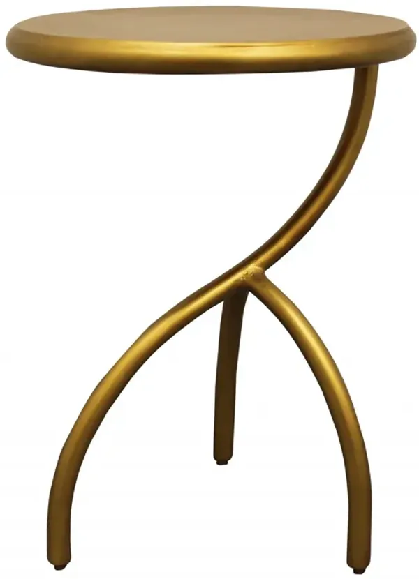 Hivvago 20" Antique Brass Iron Round End Table