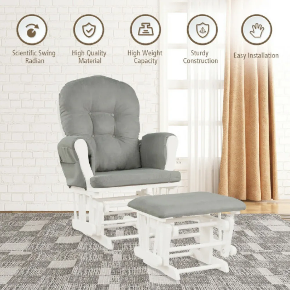 Baby Nursery Relax Rocker Rocking Chair Glider and Ottoman Set