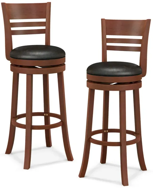 Set of 2 360° Bar Stools with PU Upholstered Seats