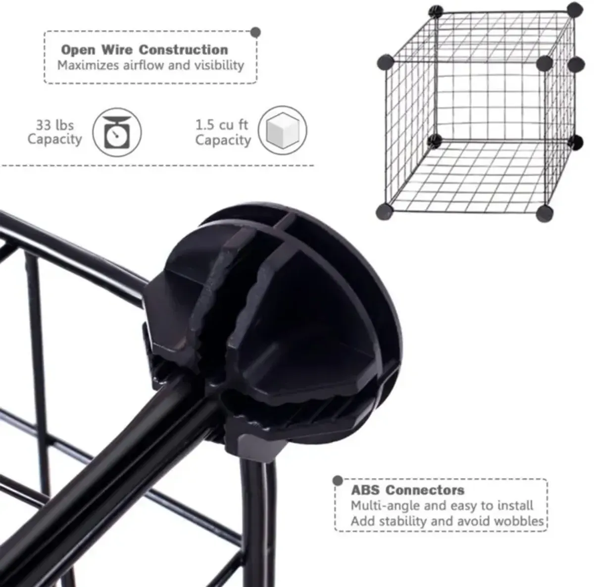 Hivvago DIY 8 Cube Grid Wire Cube Shelves