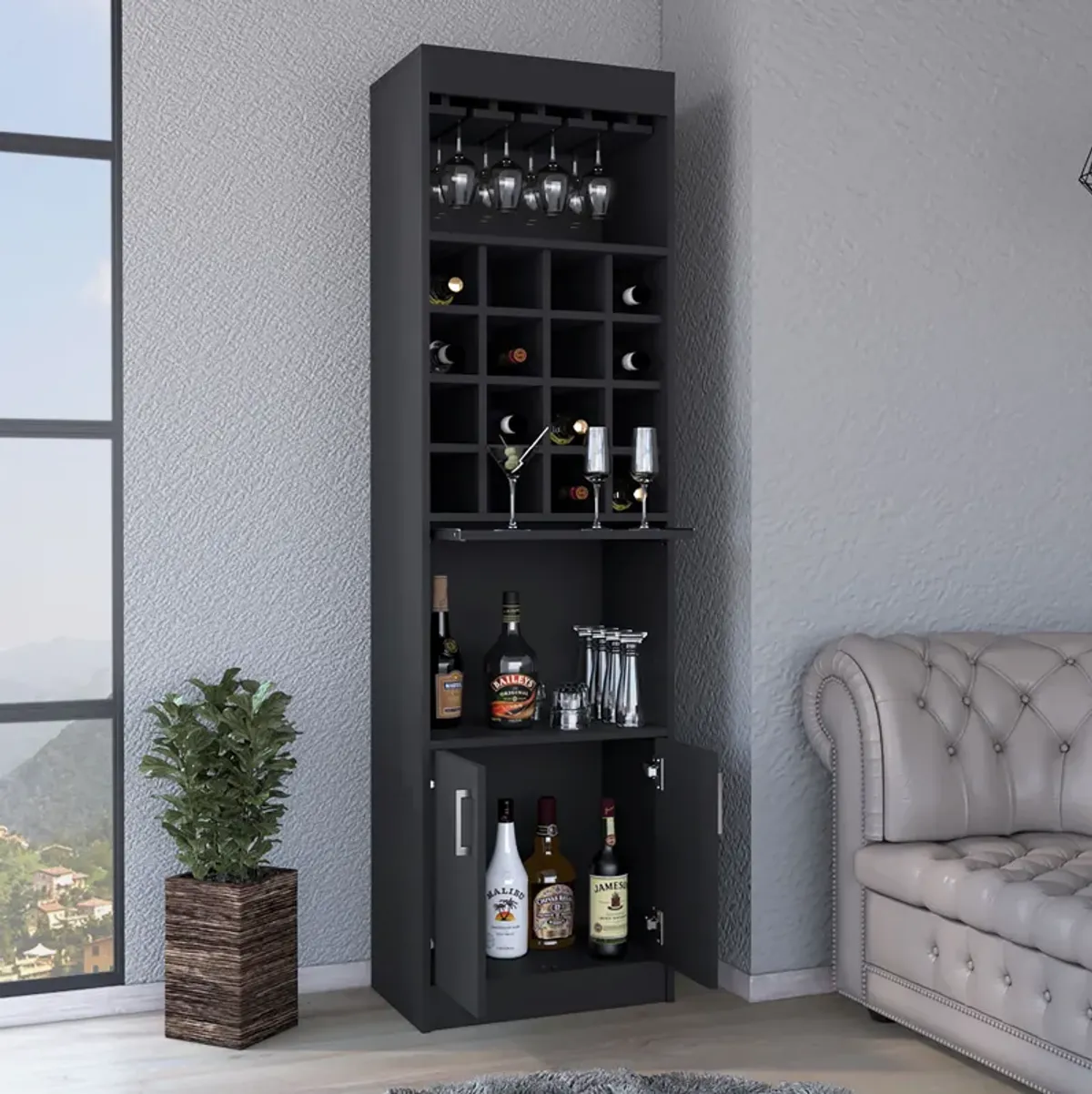 Bar Cabinet Atanasio, Living Room, Black