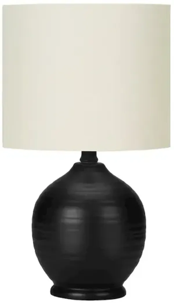 ="Lighting, 17""H, Table Lamp, Black Ceramic, Ivory / Cream Shade, Transitional