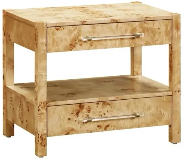 Starlight Canyon Home Handmade Acacia Wood Night Stand With  2 Drawers In Light Brown Burl Finish