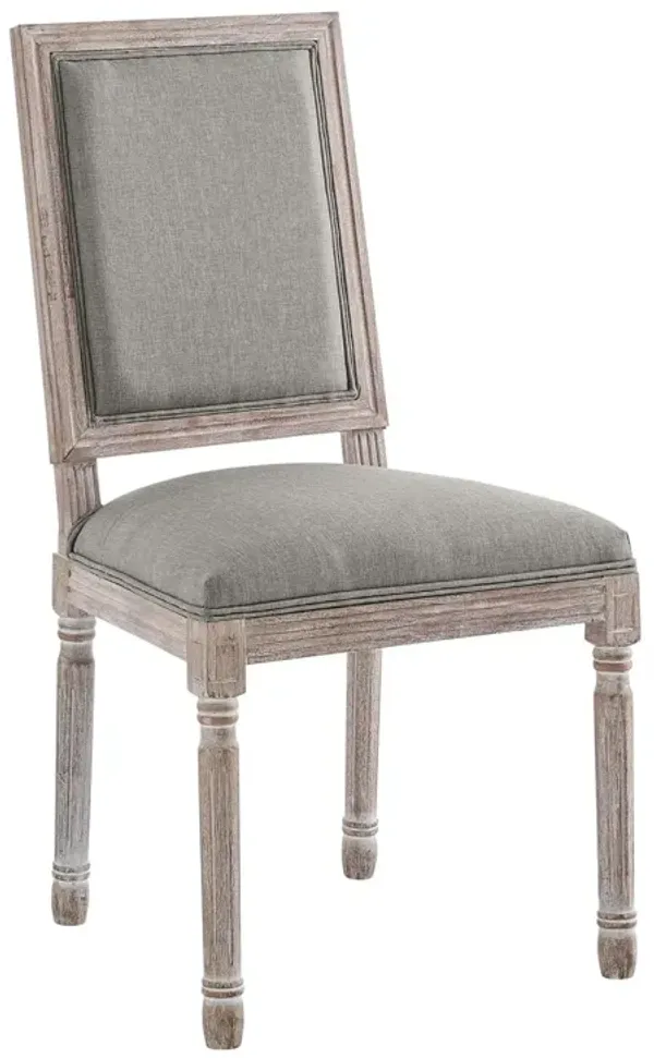 Modway Court French Vintage Upholstered Fabric Dining Chair in Light Gray