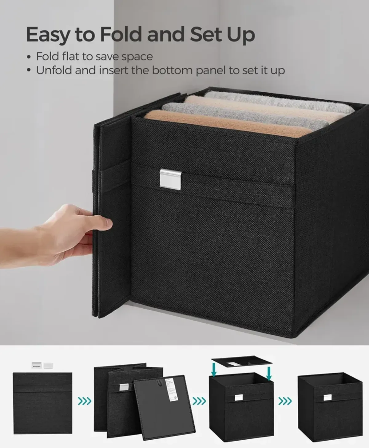 Set of 4 Storage Cubes with Double Handles for Easy Organization and Versatility