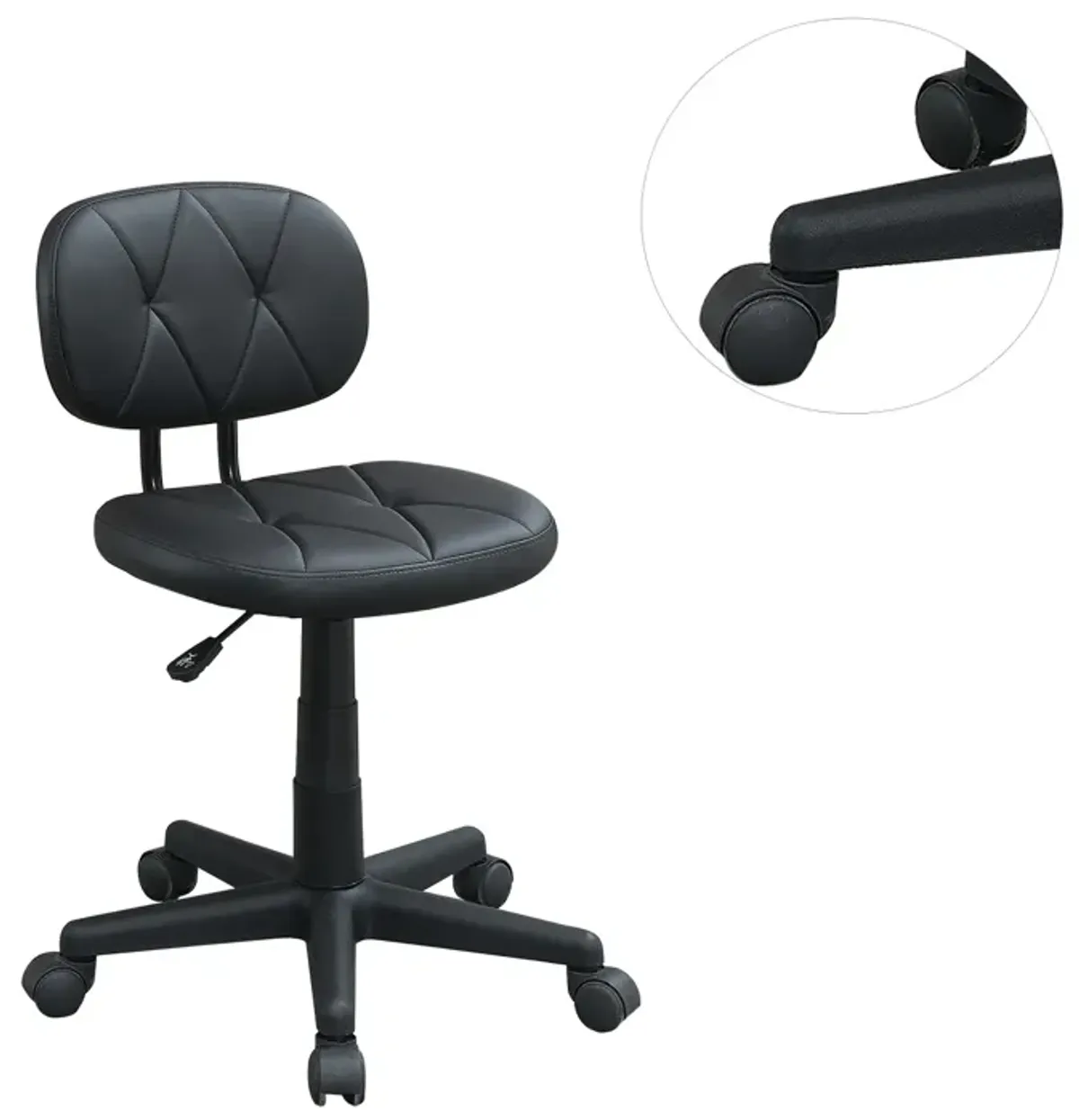 Low-Back Adjustable Office Chair with PU Leather, Black