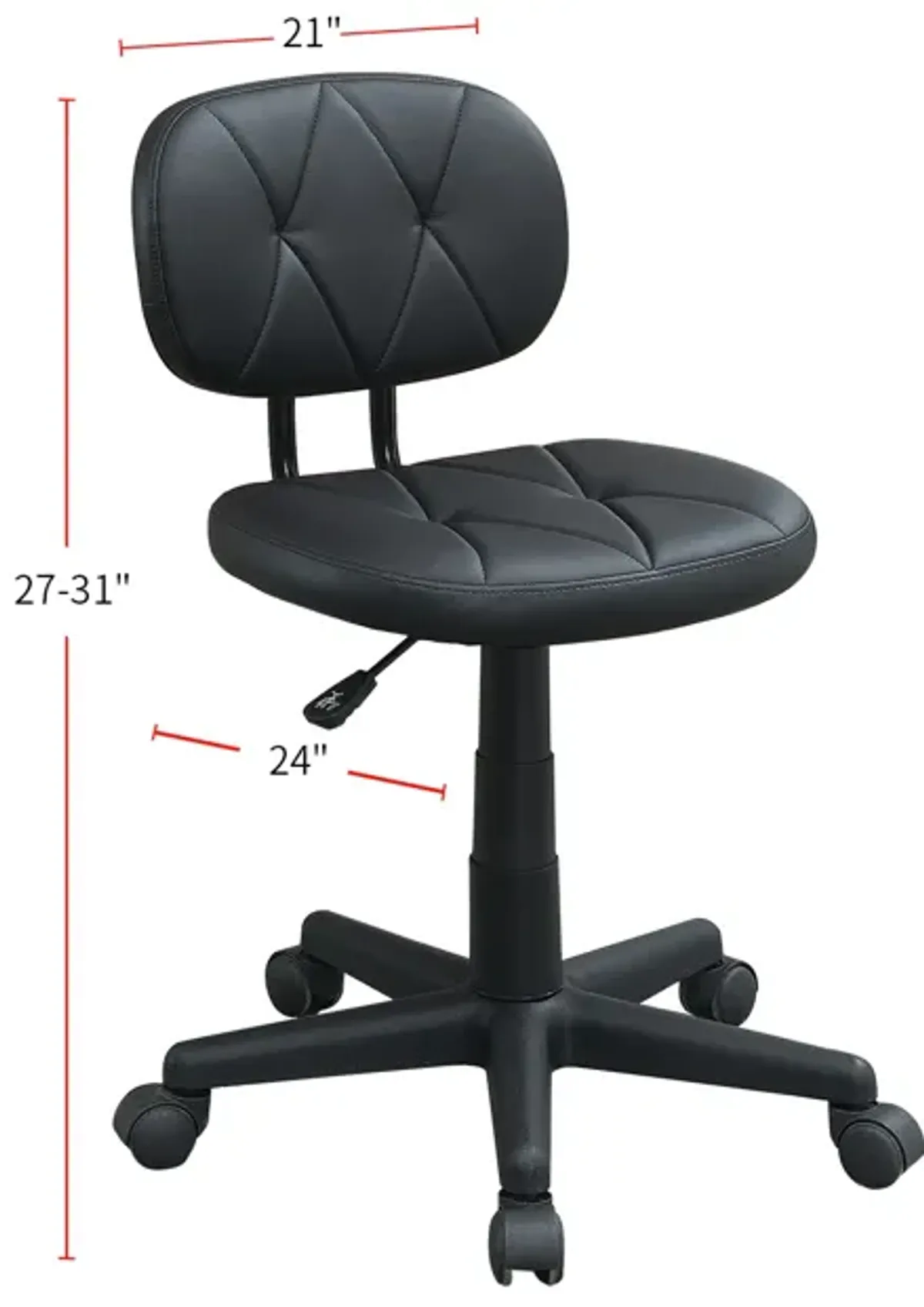 Low-Back Adjustable Office Chair with PU Leather, Black