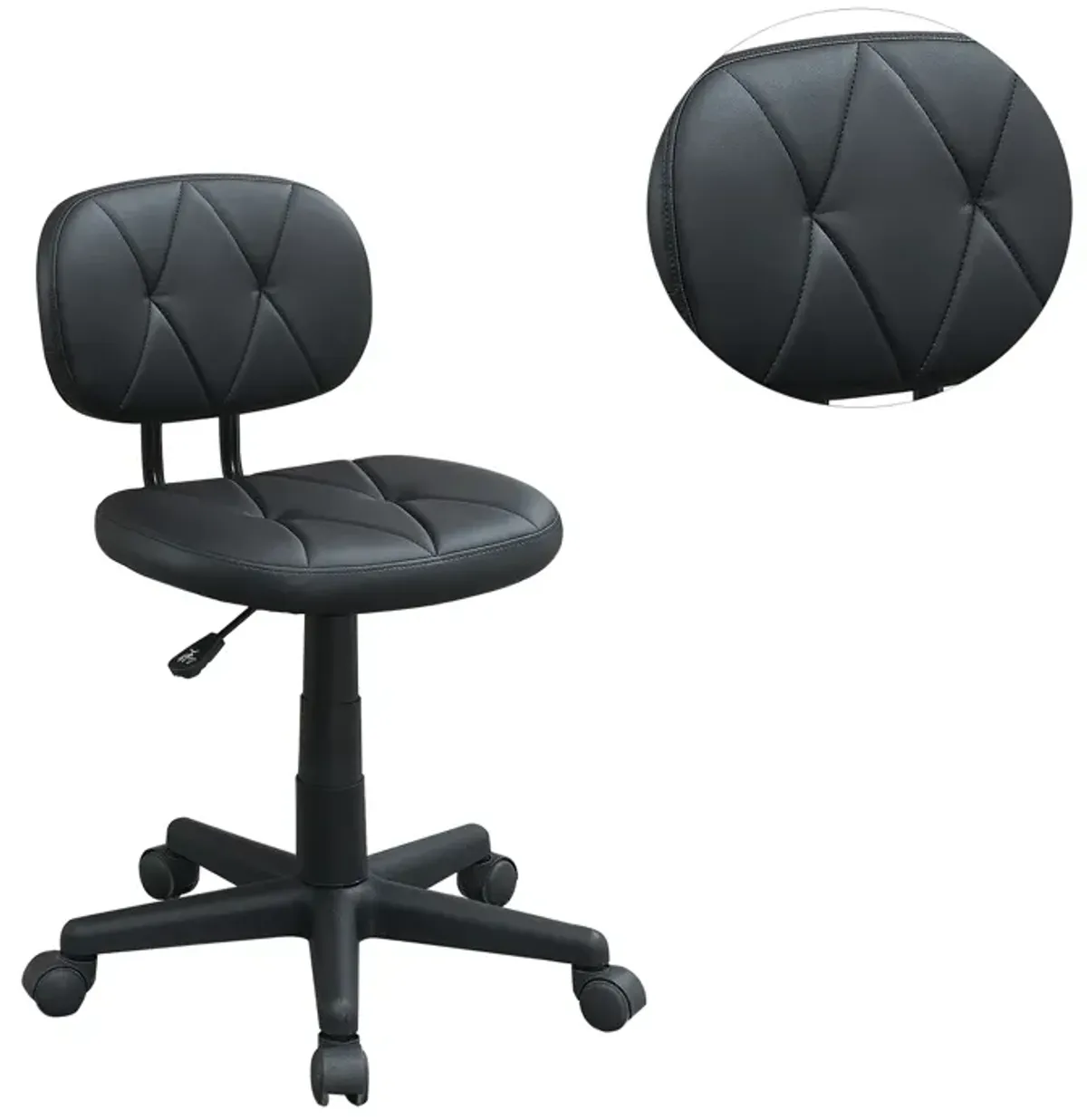 Low-Back Adjustable Office Chair with PU Leather, Black