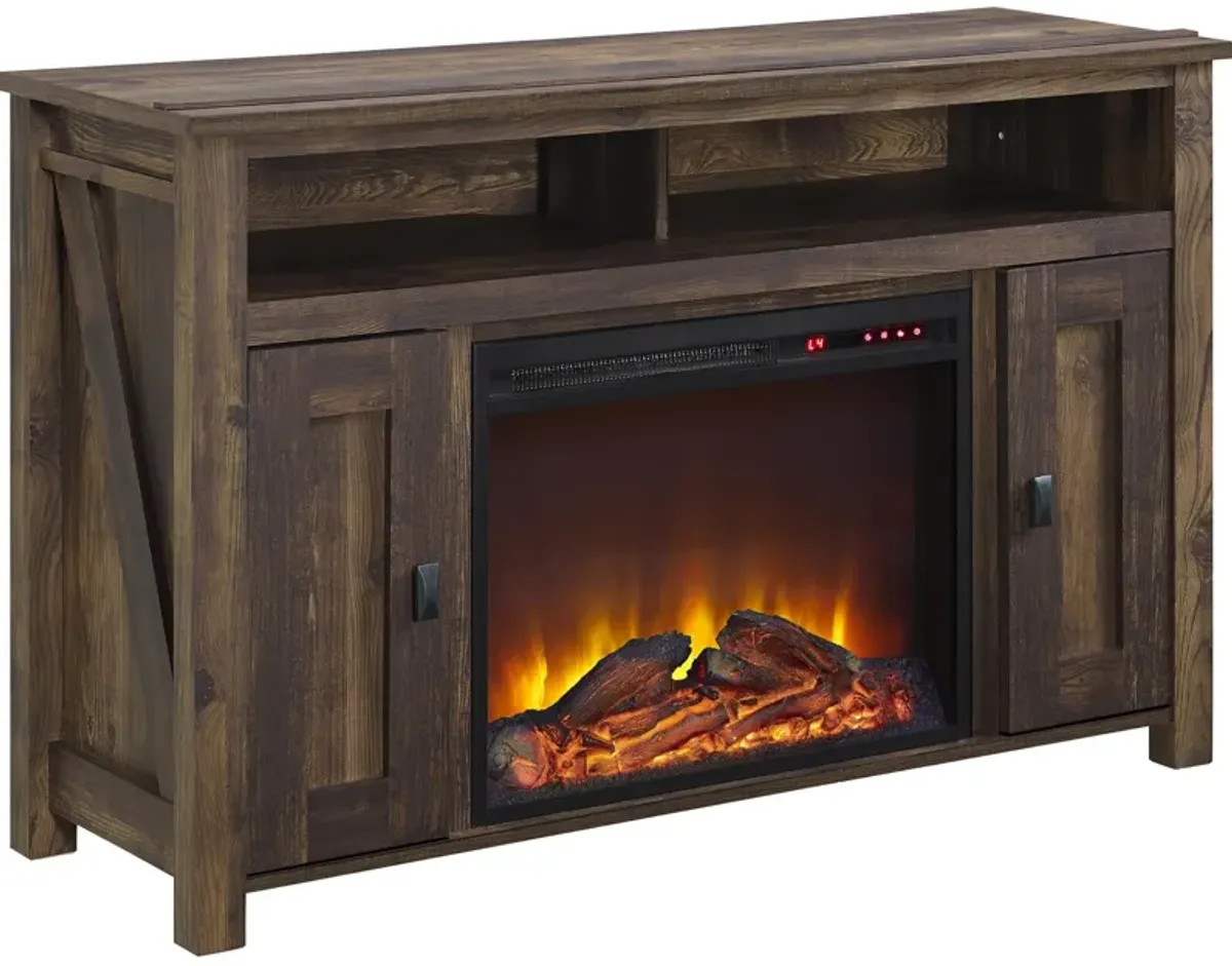 Farmington Electric Fireplace Space Heater TV Console for TVs up to 50", Rustic