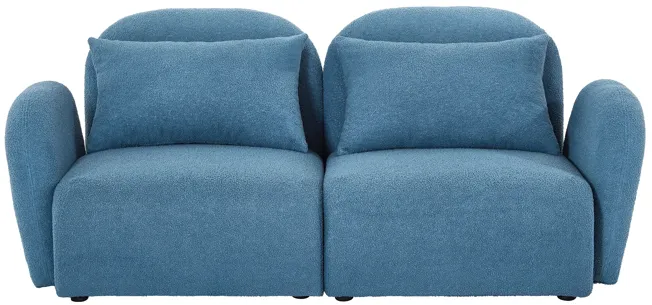 Lazy Sofa Loveseat Teddy Fabric Blue