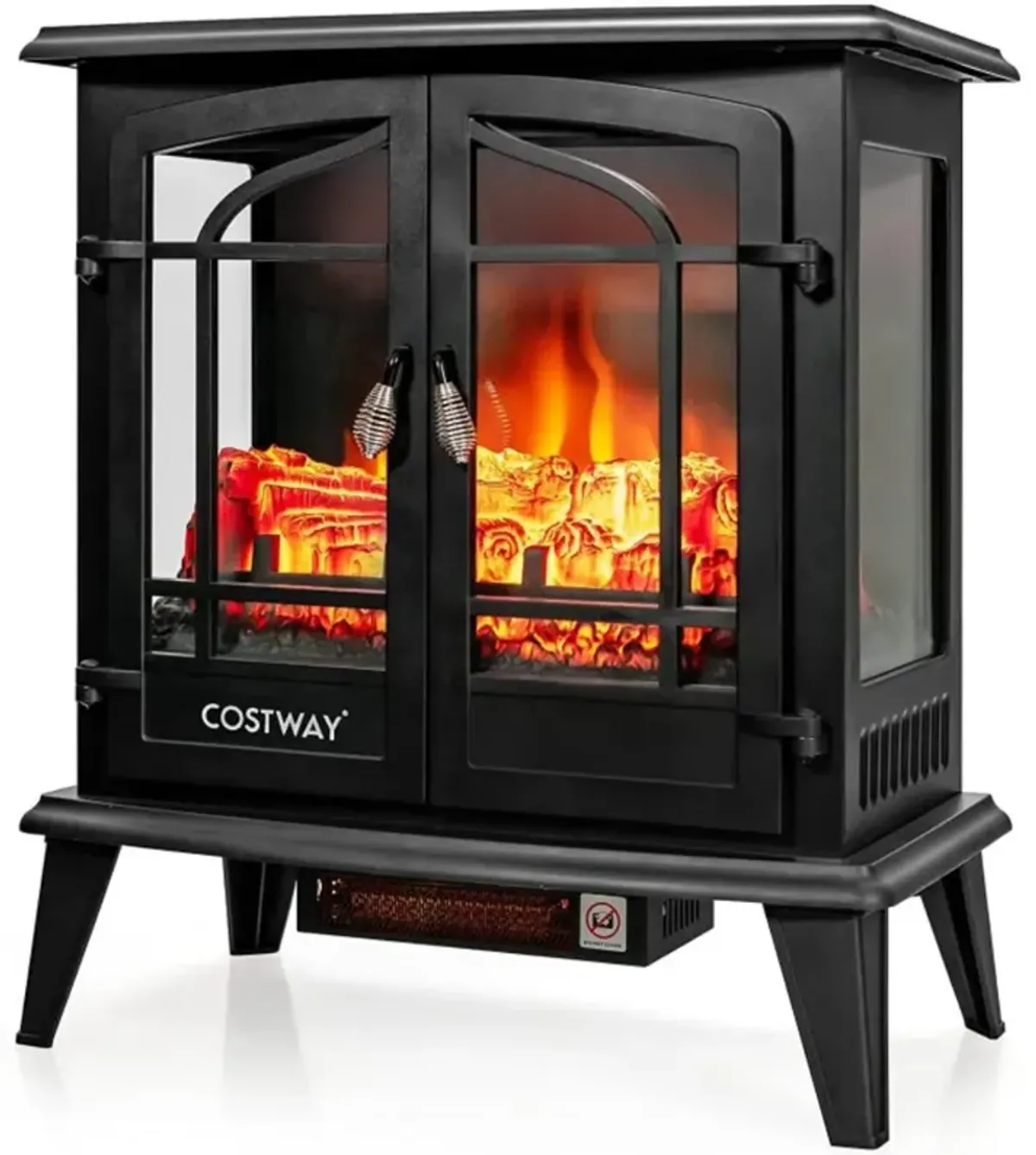 Hivvago 25 Inch Freestanding Electric Fireplace Heater with Realistic Flame effect-Black