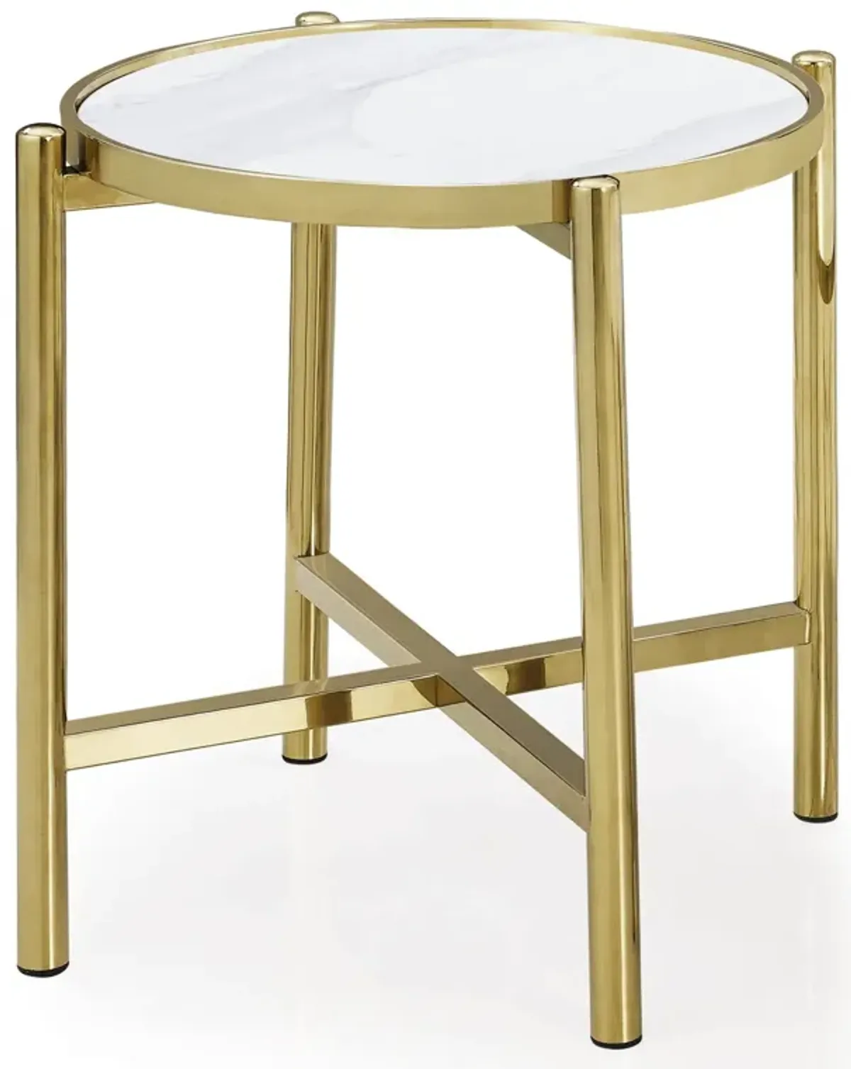 END TABLE W/  GOLD BASE AND CERAMIC TOP