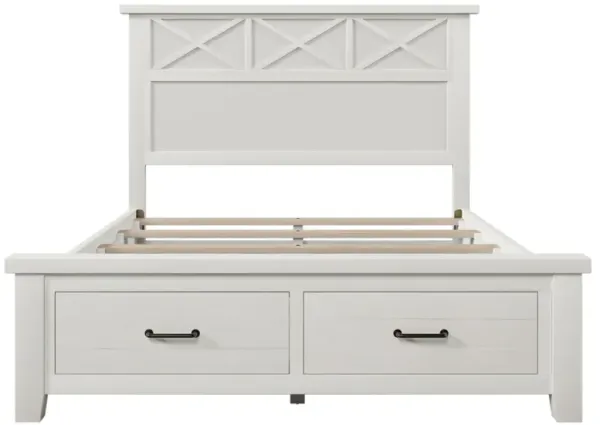Rustic Farmhouse Style Queen Platform Storage Bed With Two Drawers