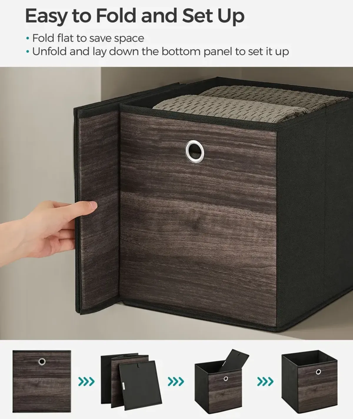 Foldable Storage Organizer Boxes – Set of 6 Storage Cubes for Clothes