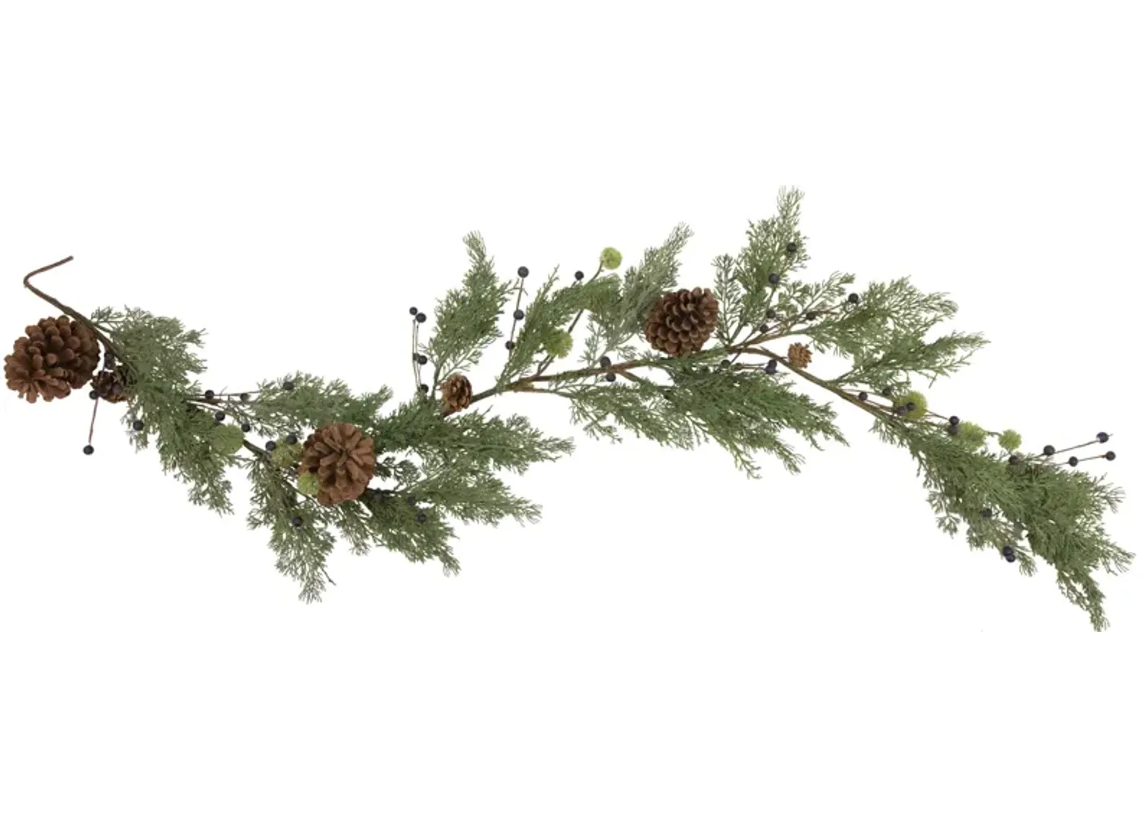 5' x 10" Pine and Blueberry Christmas Garland with Pinecones  Unlit