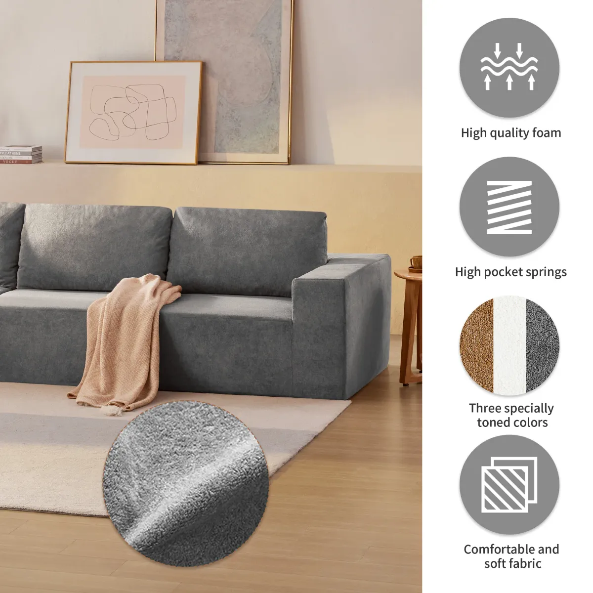 Merax Luxury L Shaped Terry Cloth Sectional Sofa