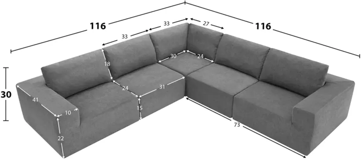 Merax Luxury L Shaped Terry Cloth Sectional Sofa