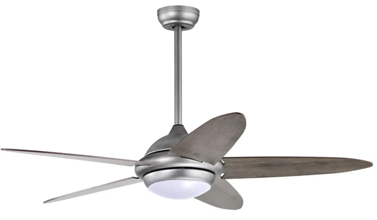 52 Inch Ceiling Fan with Lights and 3 Lighting Colors-Silver Gray