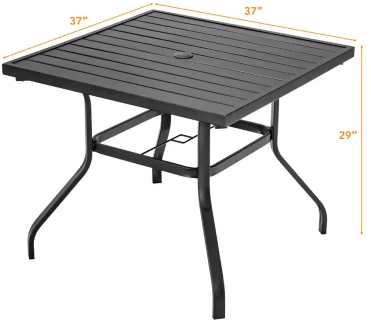 Hivvago 37 Inch Square Patio Dining Table with Umbrella Pole Hole