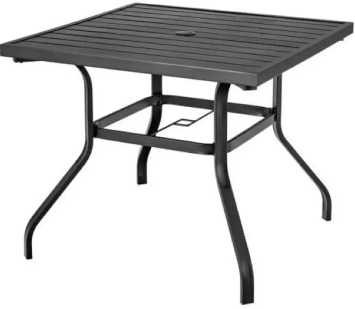 Hivvago 37 Inch Square Patio Dining Table with Umbrella Pole Hole