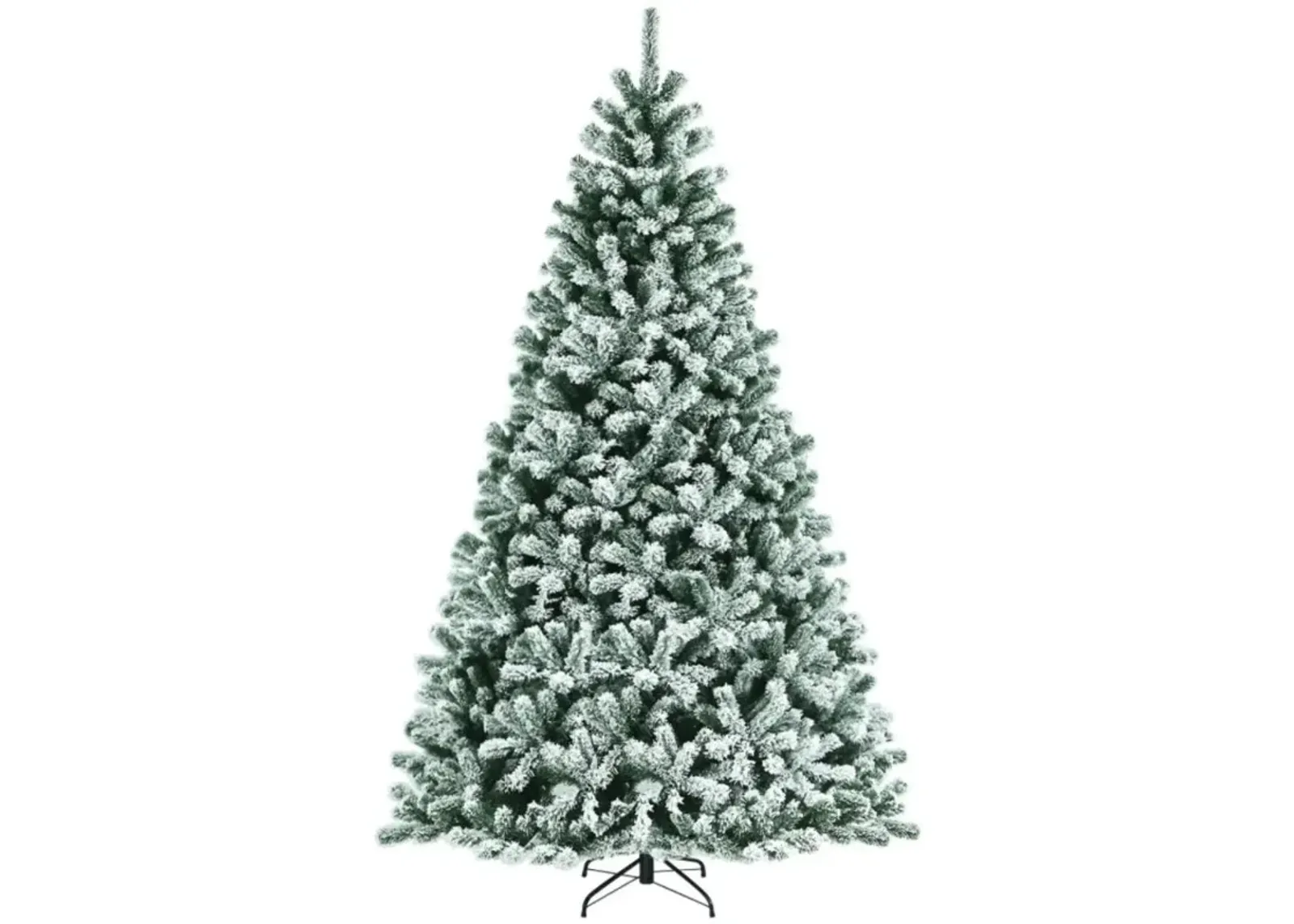 Hivvago 6/7/8 Feet Pre-lit Snow Flocked Christmas Tree with Metal Stand