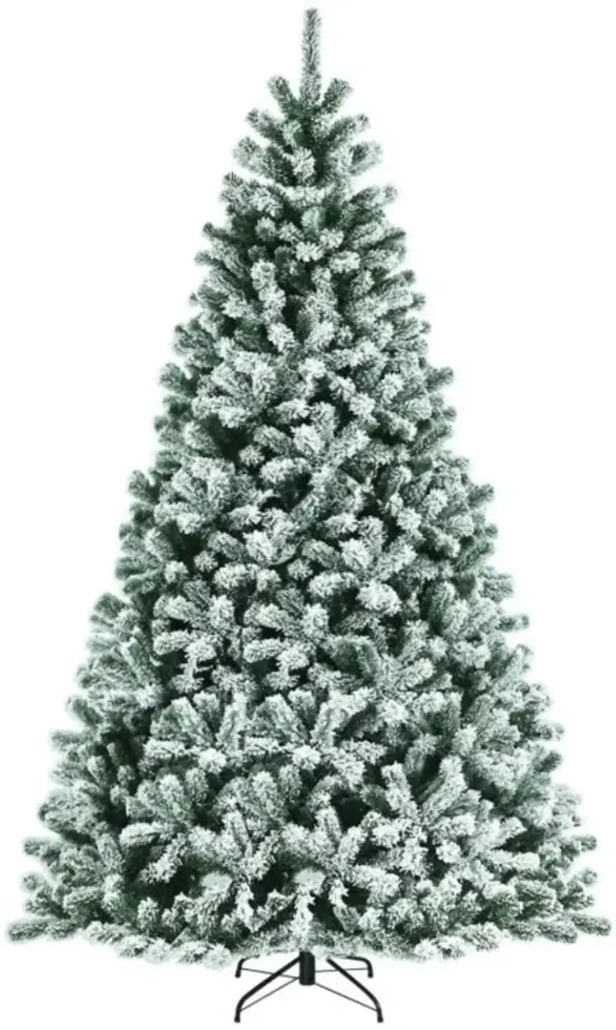 Hivvago 6/7/8 Feet Pre-lit Snow Flocked Christmas Tree with Metal Stand