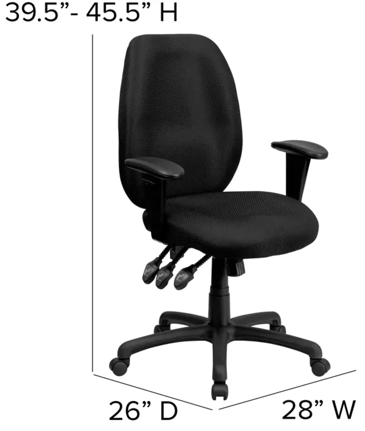 Rochelle High Back Fabric Multifunction Ergonomic Executive Swivel Office Chair with Adjustable Arms