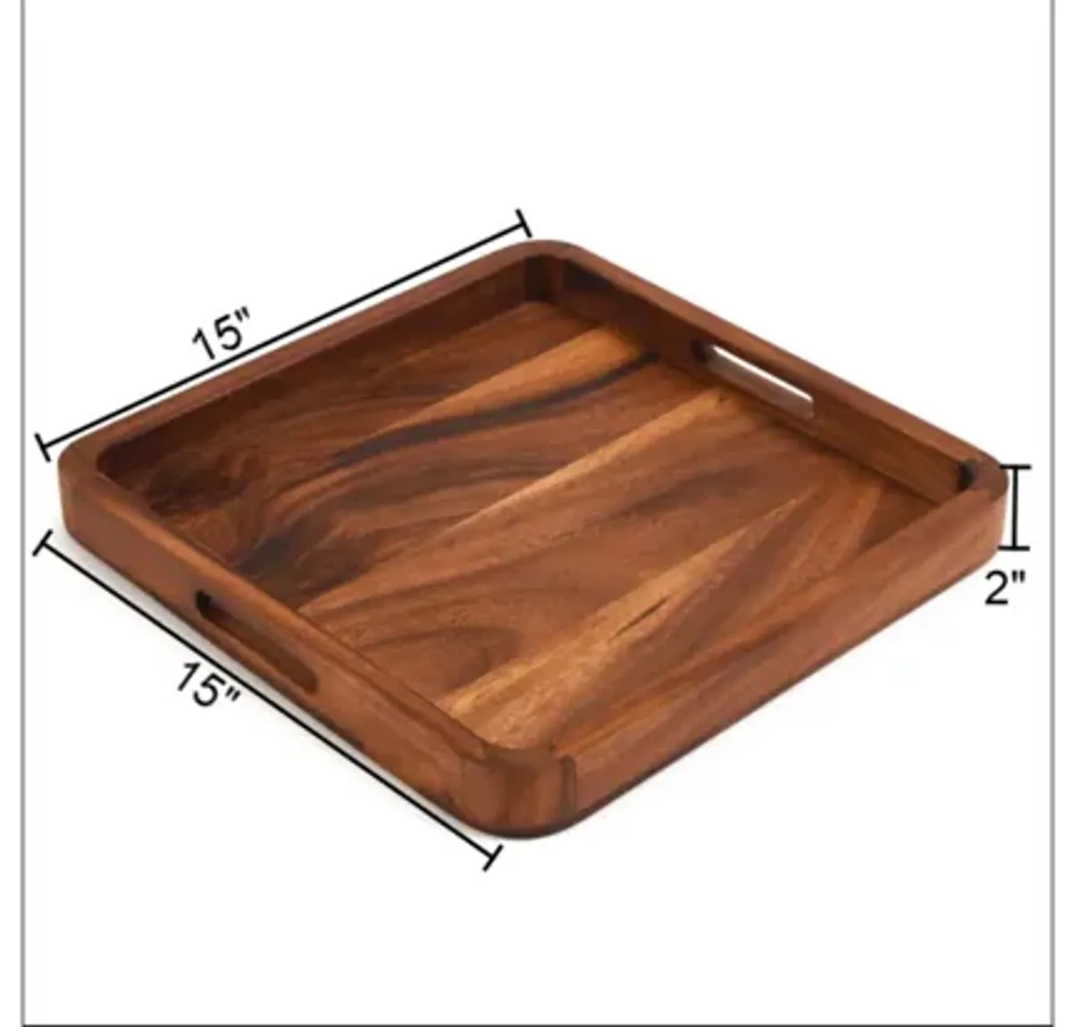 15" Square Serving Tray - Solid Bottom