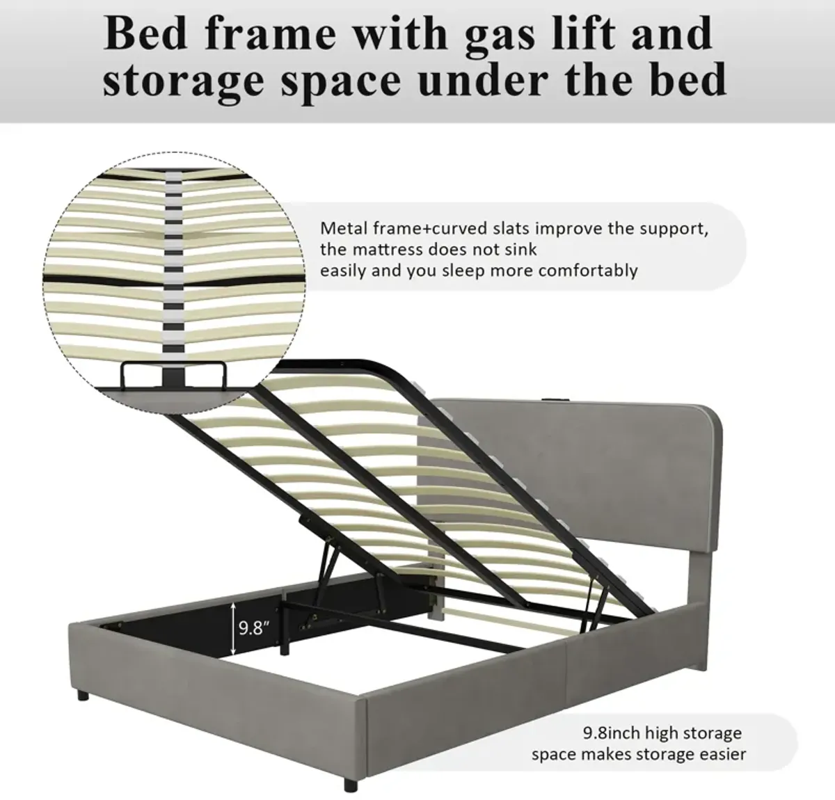 Merax Hydraulic Storage Bed Platform Bed