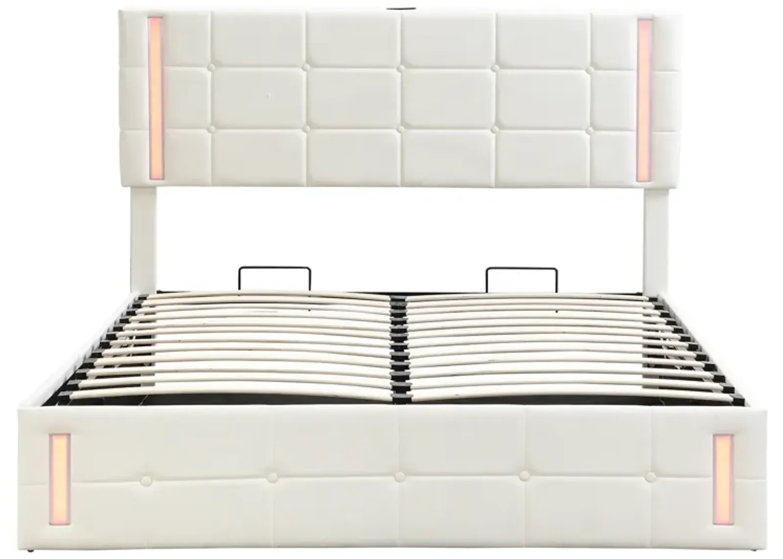 Storage Bed Frame Upholstered Platform Bed with LED Lights