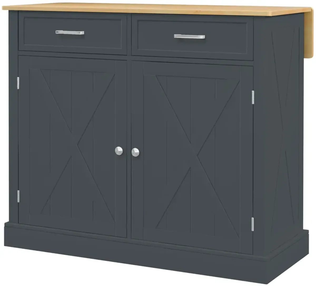 HOMCOM Kitchen Island with Drop Leaf Kitchen Cart with Storage Dark Gray