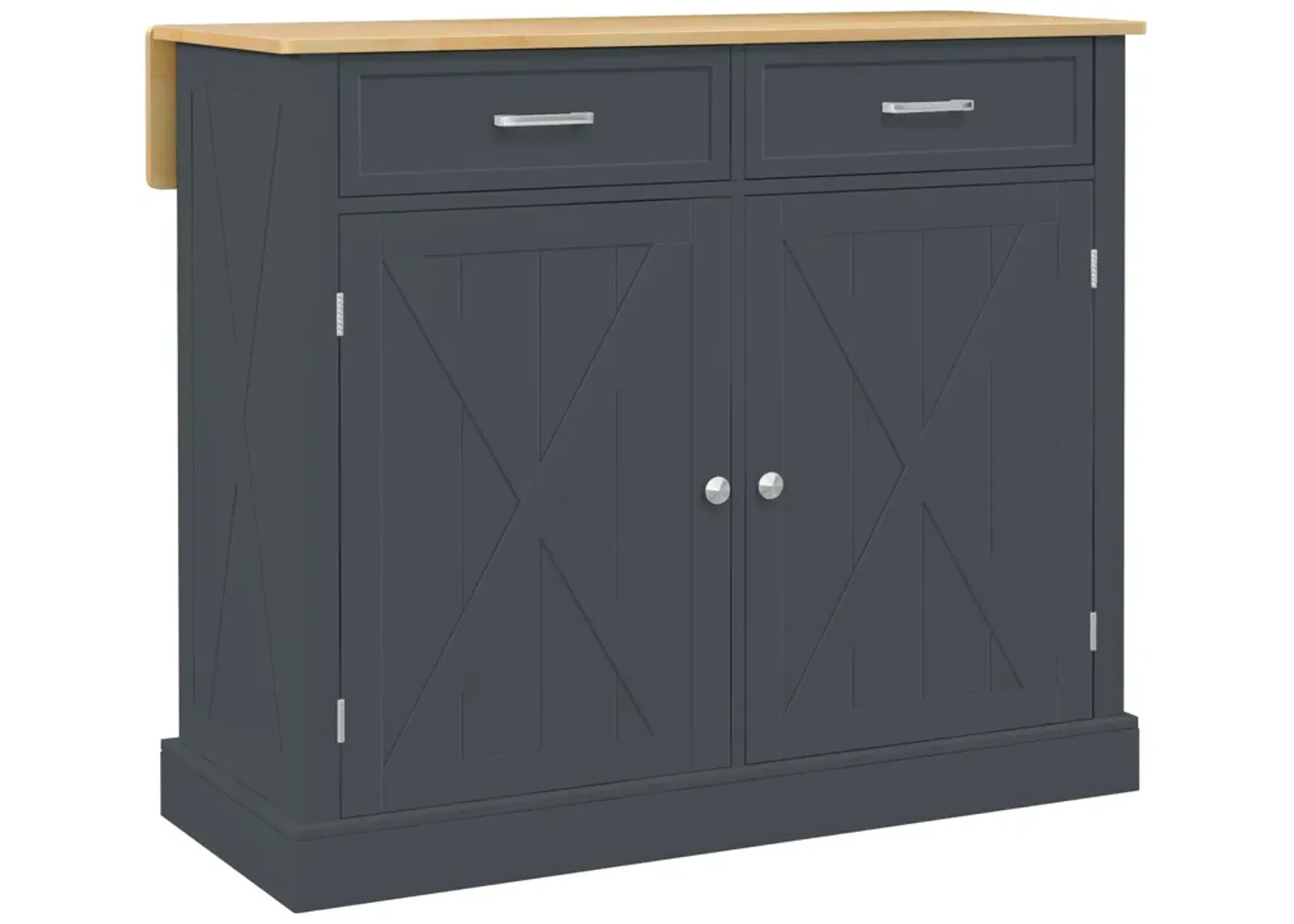 HOMCOM Kitchen Island with Drop Leaf Kitchen Cart with Storage Dark Gray