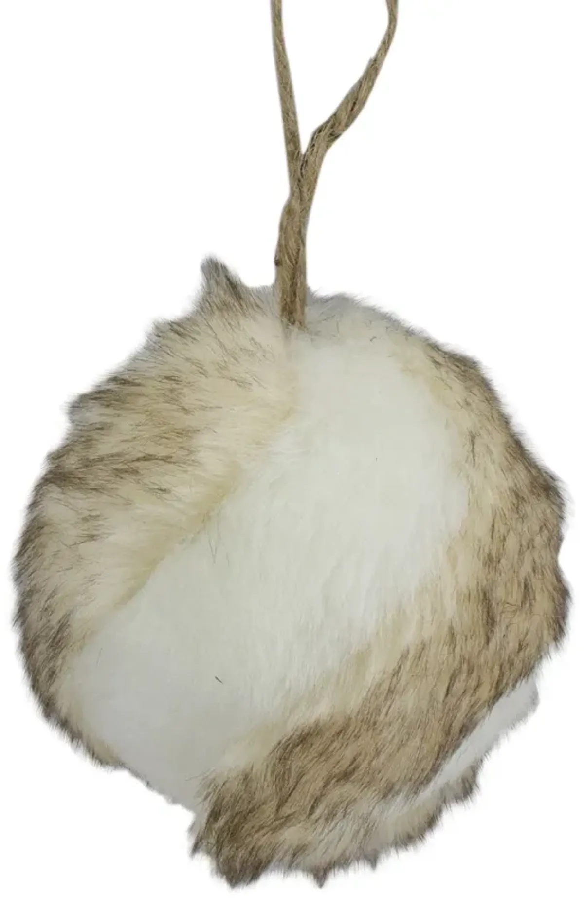 3" Brown and White Faux Fur Ball Christmas Ornament