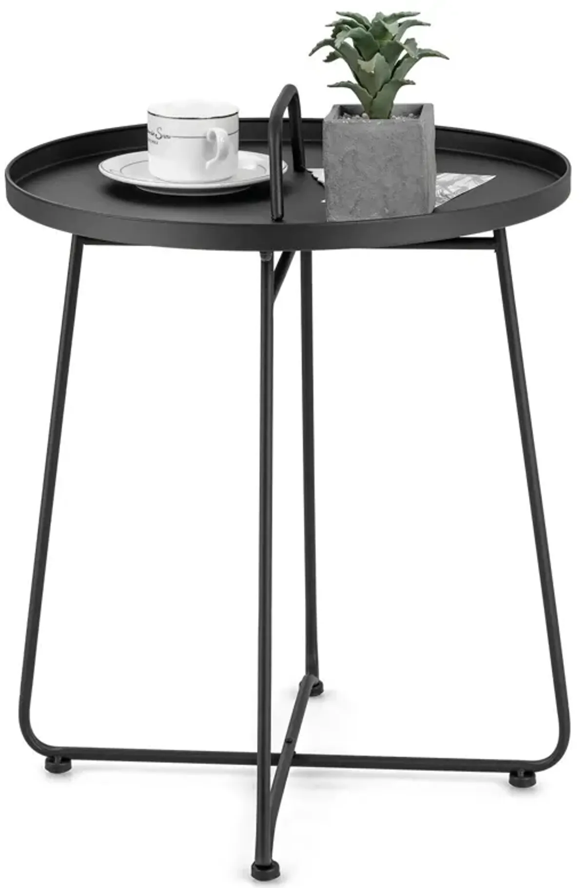 Outdoor Metal Patio End Side Table Weather Resistant with Handle