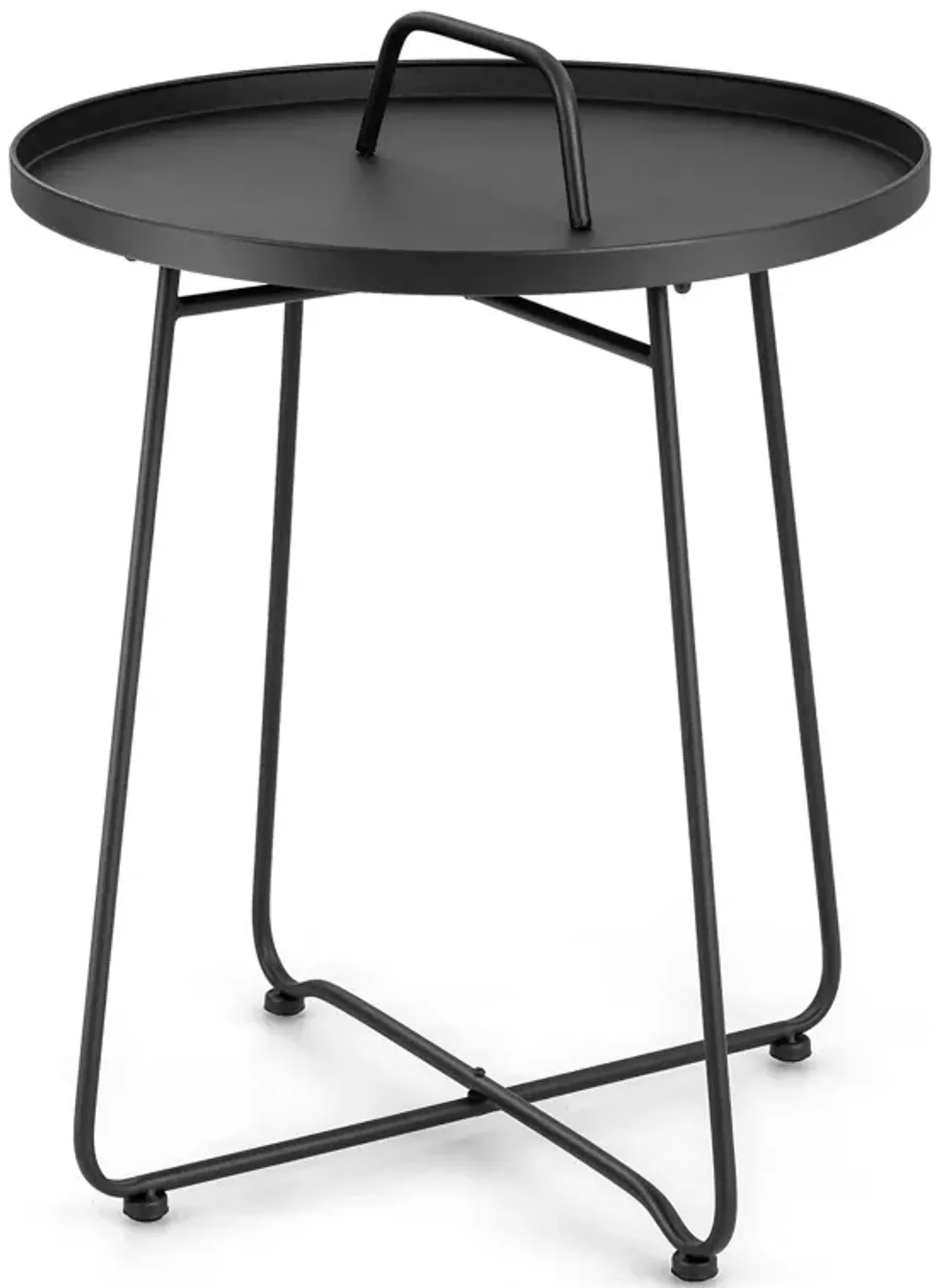 Outdoor Metal Patio End Side Table Weather Resistant with Handle