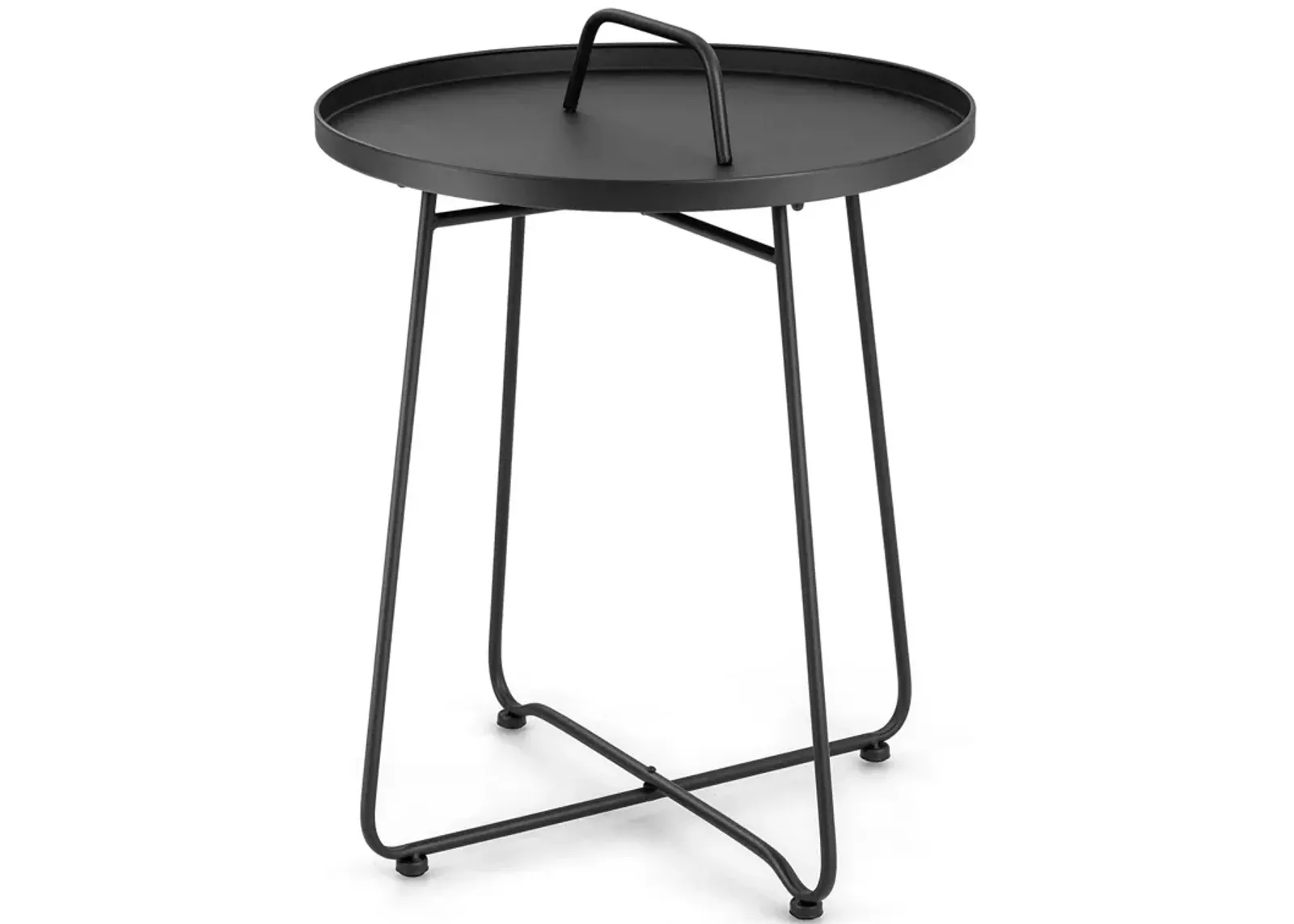 Outdoor Metal Patio End Side Table Weather Resistant with Handle