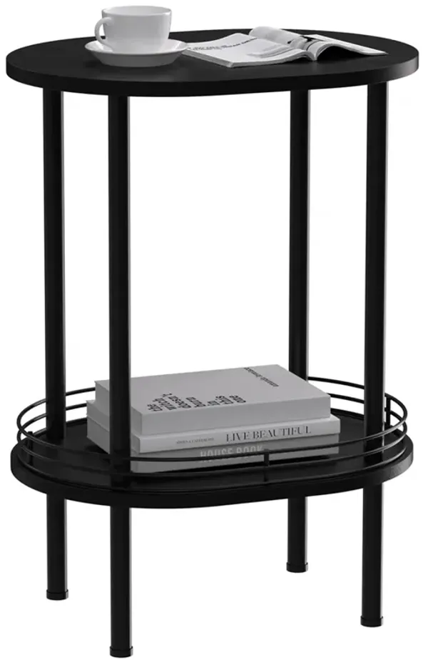 DGSANDGO Round end Table,Small Side Table,2-Layer Storage Shelves for Small Spaces,Small Bedside Table with Storage, Samll Side