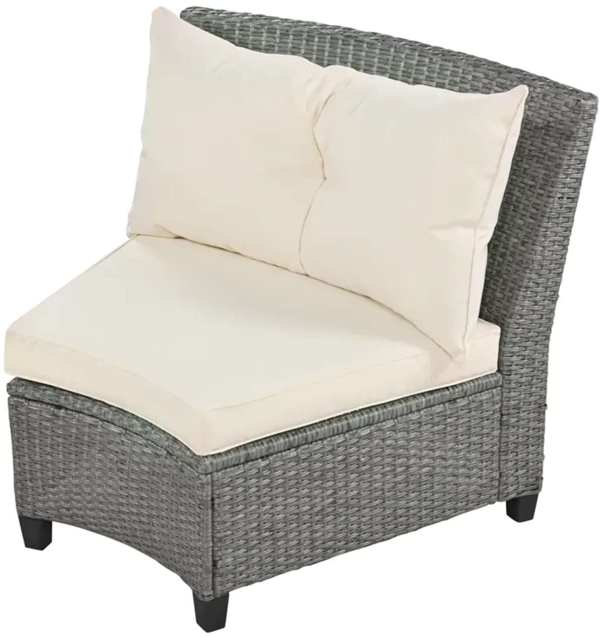 6 - Person Fan-shaped Rattan Suit Combination with Cushions and Table, Suitable for Garden