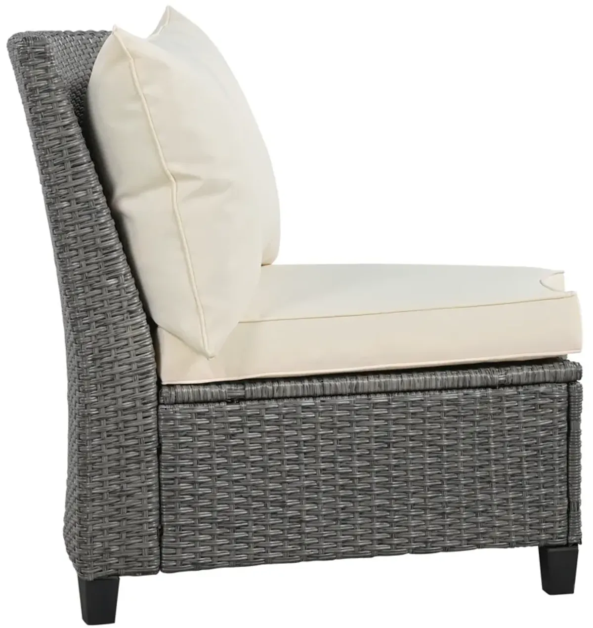6 - Person Fan-shaped Rattan Suit Combination with Cushions and Table, Suitable for Garden