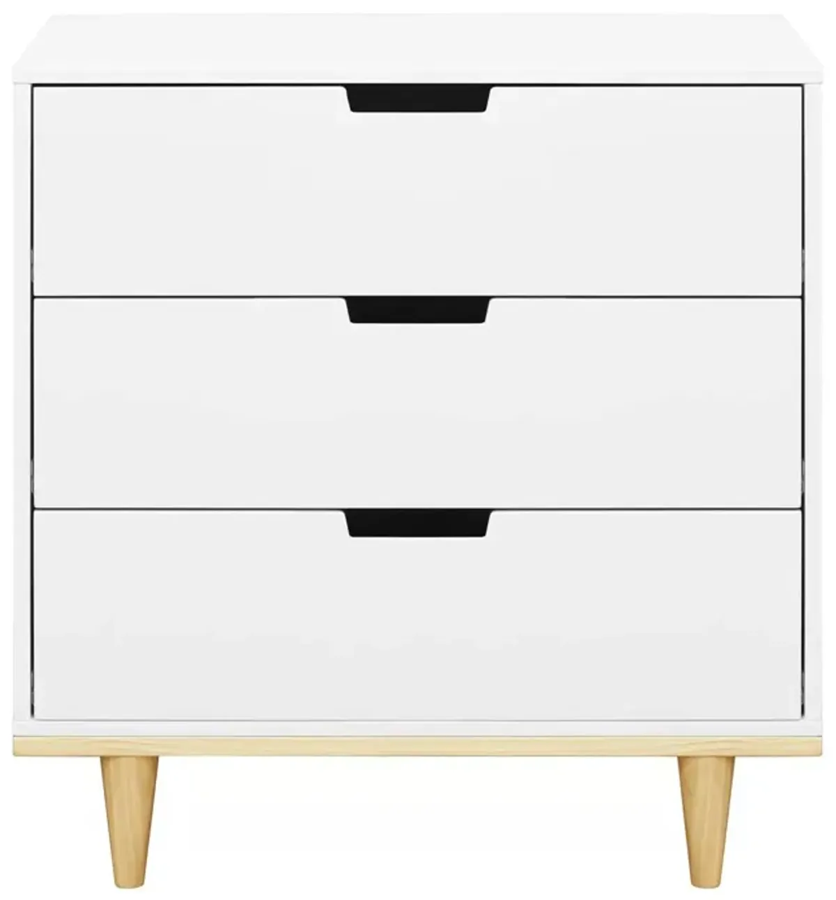 Hivvago Modern Mid-Century Style 3-Drawer Dresser Chest in White Natural Wood Finish