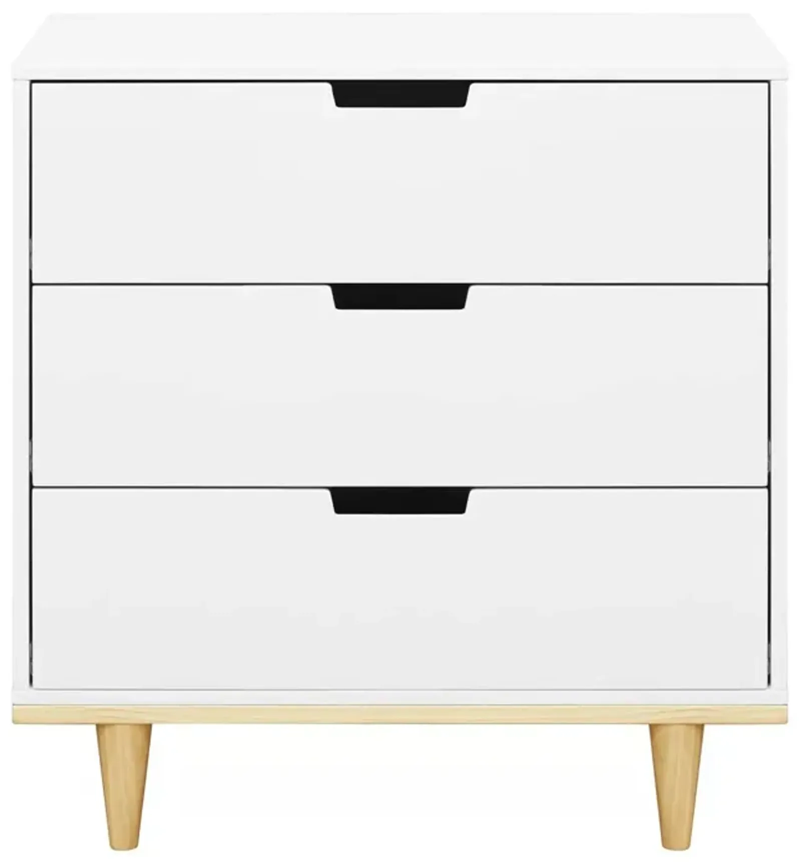 Hivvago Modern Mid-Century Style 3-Drawer Dresser Chest in White Natural Wood Finish