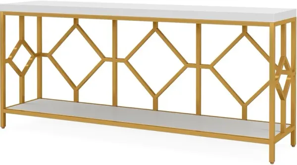 2-Tier Mid-Century Modern Narrow Console Table for Entryway, 70.86 Inches Extra Long Sofa Table Behind Couch, Accent Table with Storage for Small Spaces, Deck Boxes