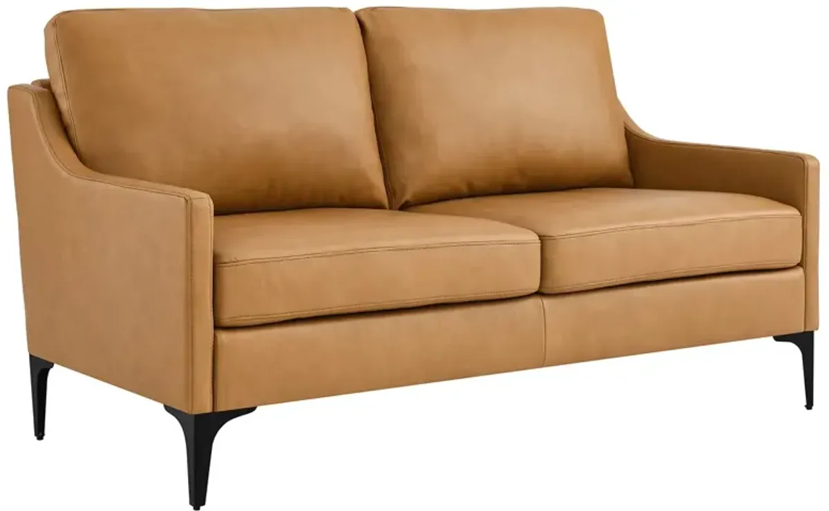 Corland Leather Loveseat Brown