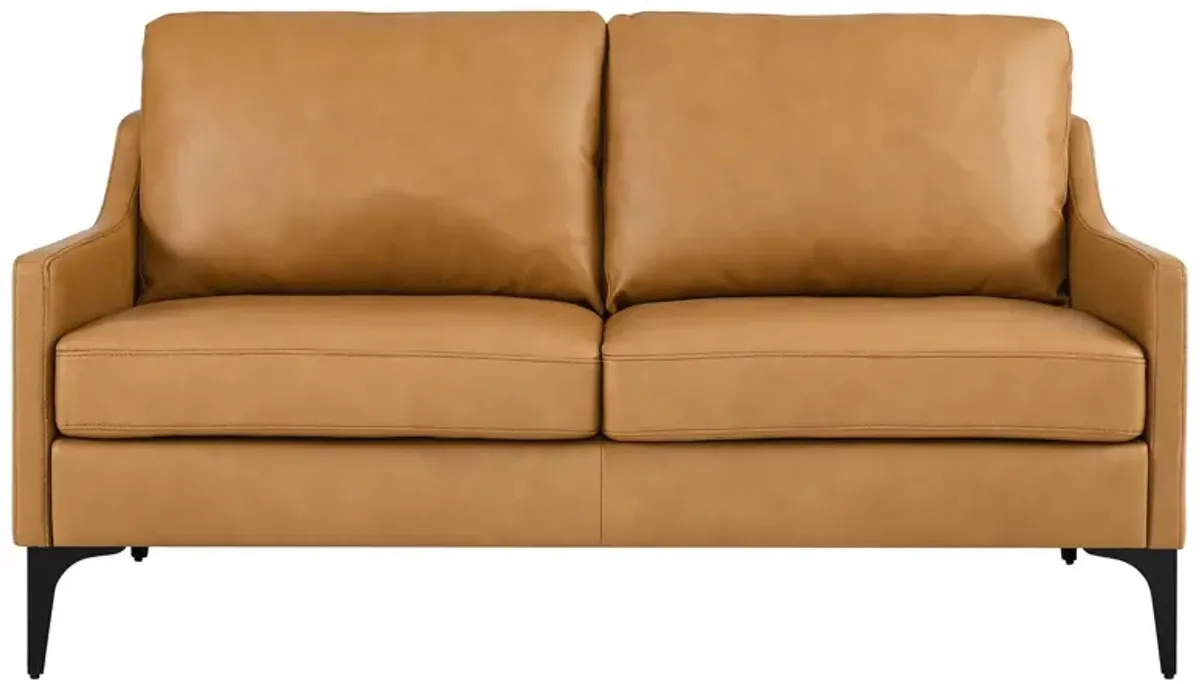 Corland Leather Loveseat Brown