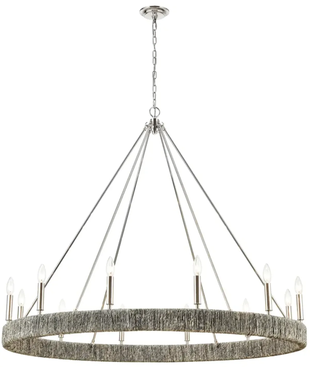 Abaca 48" Wide 12-Light Chandelier in Silver