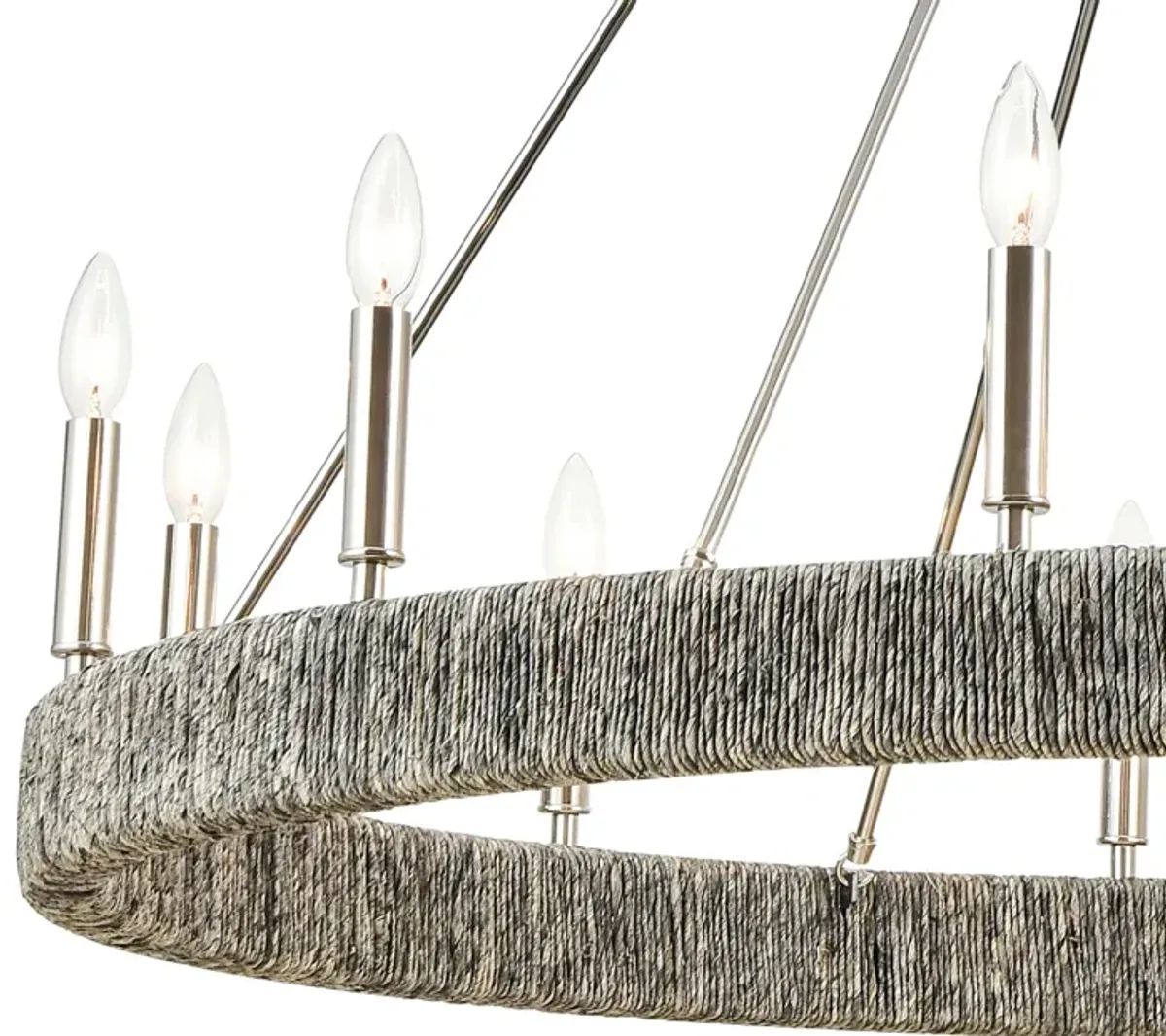 Abaca 48" Wide 12-Light Chandelier in Silver