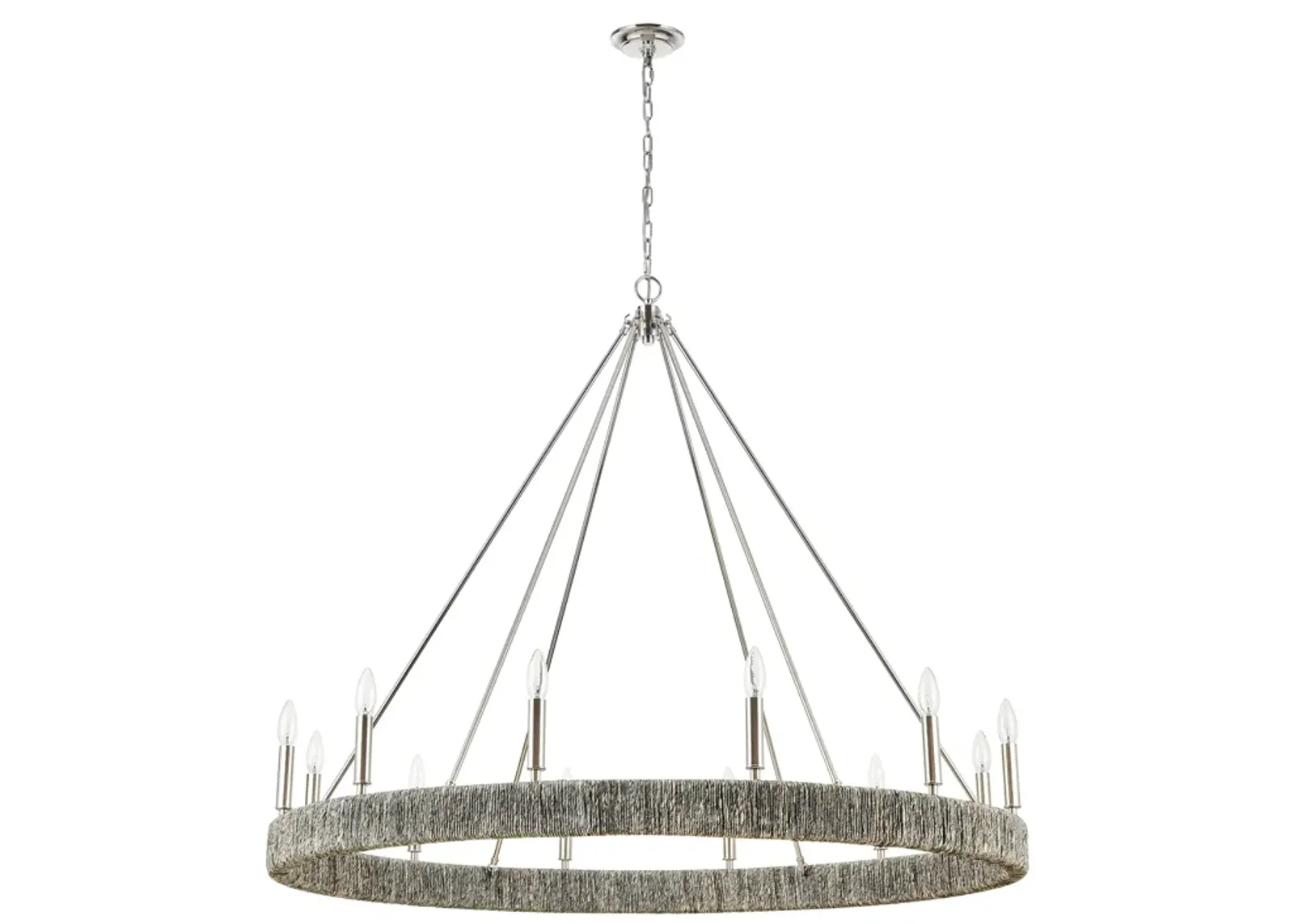 Abaca 48" Wide 12-Light Chandelier in Silver