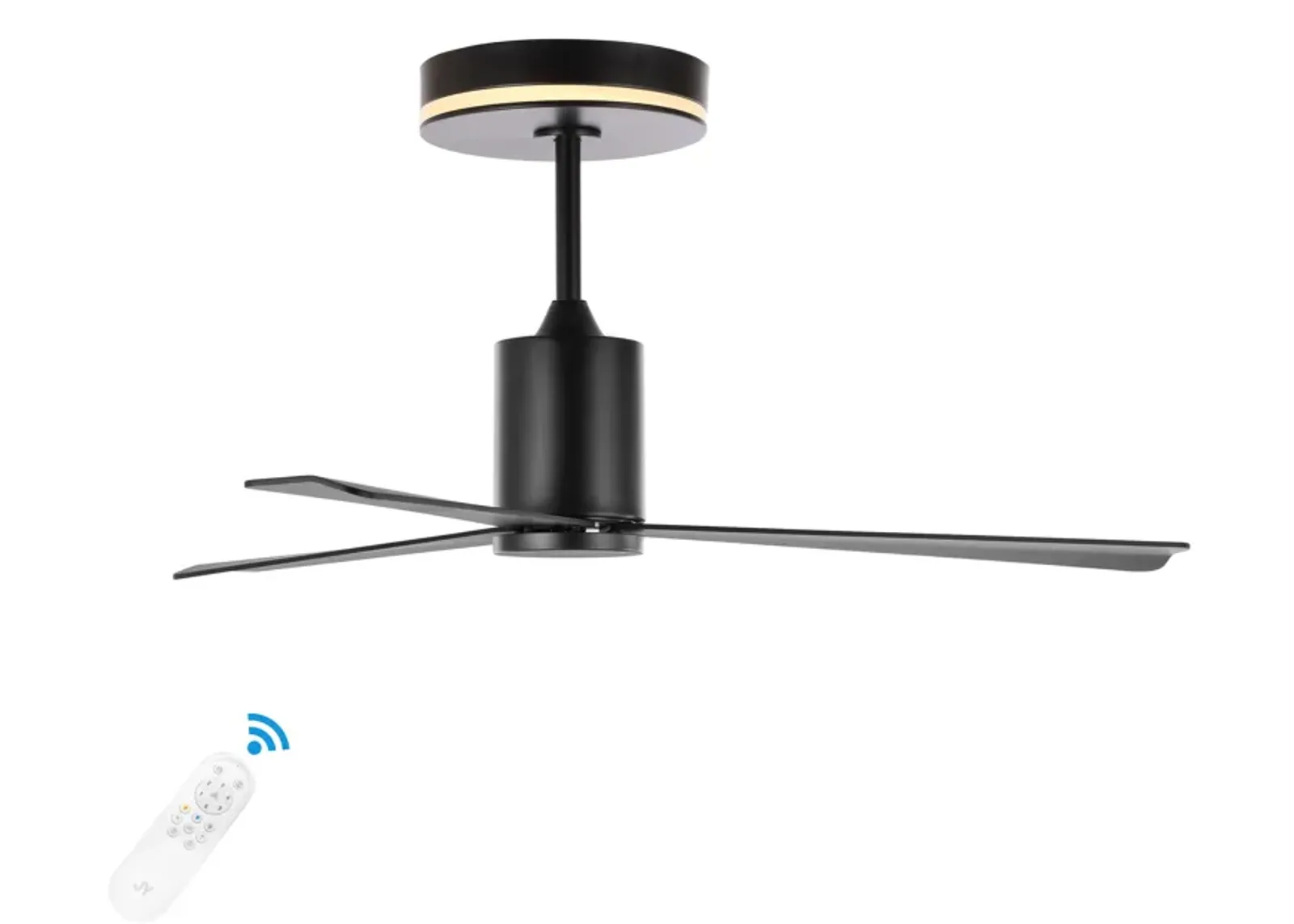 Levi 1-Light Contemporary Minimalist 6-Speed Iron Height Adjustable Integrated LED Ceiling Fan with Remote