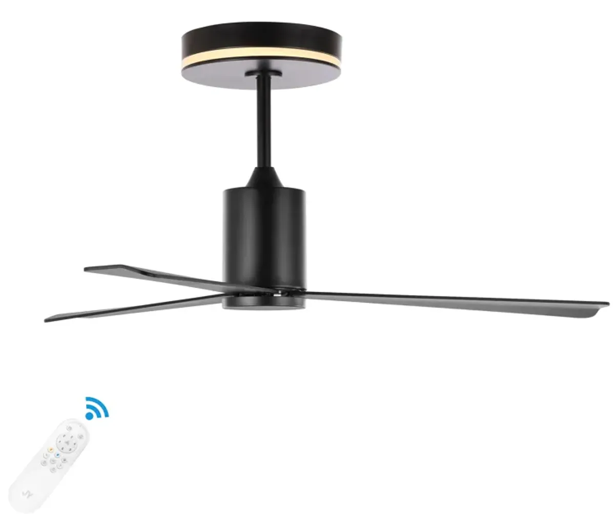 Levi 1-Light Contemporary Minimalist 6-Speed Iron Height Adjustable Integrated LED Ceiling Fan with Remote